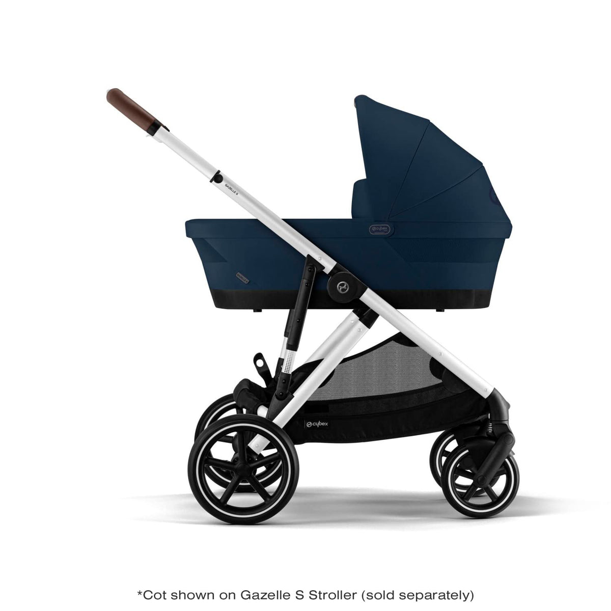 Cybex eGazelle/Gazelle S Cot Baby Bassinet - Easy-Carry Ergonomic Handle, Sun Canopy & Spacious, Cozy Interior, Compatible Gazelle S Stroller, Ocean Blue