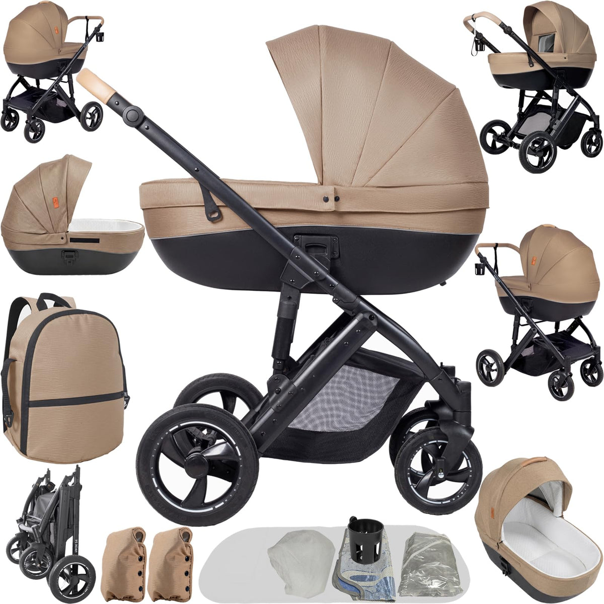 Ultra-Lightweight Stroller at Only 5.4kg, Foldable Compact Pushchair with Lie-Flat Position, Travel Pram from Birth to 15kg, Baby Buggy with Adjustable Backrest, Footrest, Canopy (A8 Grey)