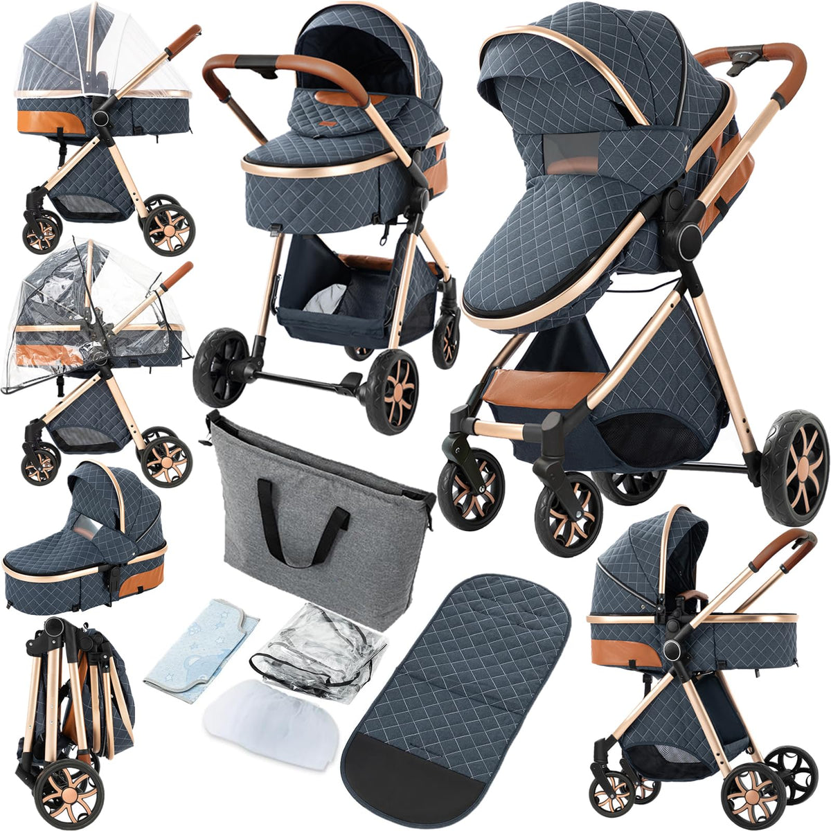 Ultra-Lightweight Stroller at Only 5.4kg, Foldable Compact Pushchair with Lie-Flat Position, Travel Pram from Birth to 15kg, Baby Buggy with Adjustable Backrest, Footrest, Canopy (A8 Pink)